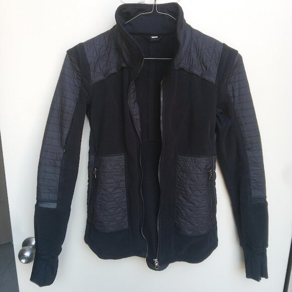 LULULEMON | 'Fleecy keen' Black Fleece Jacket  ZIp Up Fleece Removable Hood 4 - Picture 5 of 15